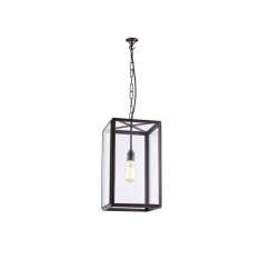 Original BTC 7639 Square Pendant, External Glass, Weathered Brass, Clear Glass