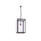 Original BTC 7639 Square Pendant, External Glass, Weathered Brass, Clear Glass