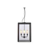 Original BTC 7638 Square Pendant, XL & 4 L/H, Closed Top, Weathered Brass, Clear Glass
