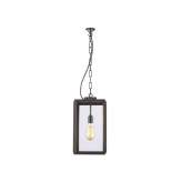 Original BTC 7638 Small Square Pendant, Closed Top, Weathered Brass, Clear Glass
