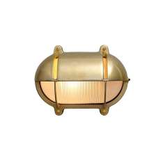 Original BTC 7436 Oval Brass Bulkhead With Eyelid Shield, Small, Natural Brass