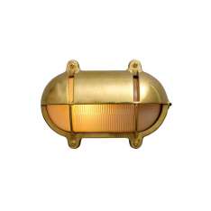 Original BTC 7435 Oval Brass Bulkhead With Eyelid Shield, Medium, Natural Brass