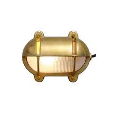 Original BTC 7434 Oval Brass Bulkhead With Eyelid Shield, Large, Natural Brass