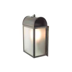 Original BTC 7250 Domed Box Wall Light, Weathered Brass, Frosted Glass