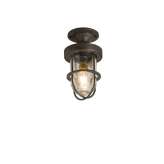 Original BTC 7204 Miniature Ship's Well Glass Ceiling Light, Weathered Brass, Clear Glass