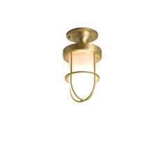 Original BTC 7204 Miniature Ship's Well Glass Ceiling Light, Polished Brass, Frosted Glass