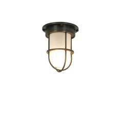 Original BTC 7202 Miniature Ship's Companionway Light & Guard, Weathered Brass, Frosted Glass