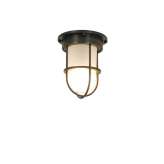 Original BTC 7202 Miniature Ship's Companionway Light & Guard, Weathered Brass, Frosted Glass