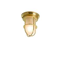 Original BTC 7202 Miniature Ship's Companionway Light & Guard, Polished Brass, Frosted Glass