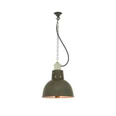 Original BTC 7165 Spun Reflector with Suspension Lampholder, Weathered Copper/Polished Copper