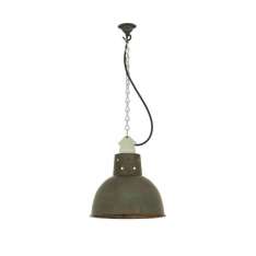 Original BTC 7165 Spun Reflector with Suspension Lampholder, Weathered Copper