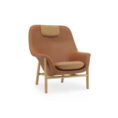 Normann Copenhagen Drape Lounge Chair High With Headrest Oak Ultra Leather