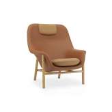 Normann Copenhagen Drape Lounge Chair High With Headrest Oak Ultra Leather