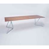 NEO/CRAFT Steel Stand Table - silver galvanized/ walnut