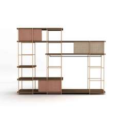 Momocca Modular dressing room by Julia Collection with black coat rack, fixed and sliding pannels.