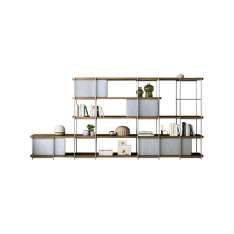 Momocca Julia Office shelving with upholstered panels and nickel structure