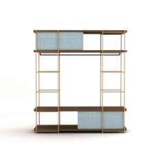 Momocca Julia Dressing Room with black coat rack, upholstered panels and golden structure.