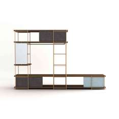 Momocca Julia dressing room with black coat rack, fixed upholstered paneles and mirror.