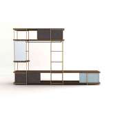 Momocca Julia dressing room with black coat rack, fixed upholstered paneles and mirror.