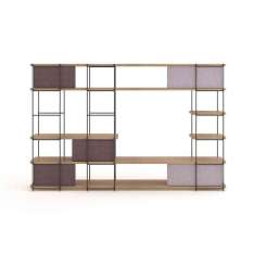 Momocca Julia Bookcase - TV cabinet set funiture with upholstery sliding panels