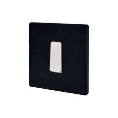 Modelec Black Mat - Single cover plate - 1 flat ivory button