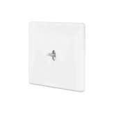 Modelec White Soft Touch - Single Cover Plate - 1 steel toggle