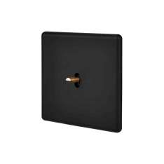 Modelec Black Soft Touch - Single Cover Plate - 1 gold toggle