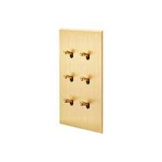 Modelec Brushed Brass - Vertical double cover plate - 6 toggles