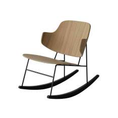 MENU The Penguin Rocking Chair, Black Steel | Natural Oak / Solid Black Ash Rocker
