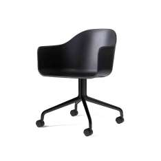 MENU Harbour Dining Chair, Swivel Base W. Casters | Black Aluminium, Black Plastic