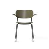 MENU Co Dining Chair w/Armrest | Plastic, Black Steel | Olive Plastic