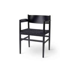 Mater Nestor - Black Stained Beech with Black Linen Belt Seat