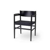 Mater Nestor - Black Stained Beech with Black Linen Belt Seat