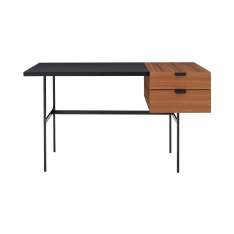 Ligne Roset Tanis | Desk Walnut + Black Fenix Laminate Square Section Feet