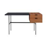 Ligne Roset Tanis | Desk Walnut + Black Fenix Laminate Square Section Feet