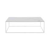 Ligne Roset Space | Low Rectangular Table Top In White Marble-Effect Ceramic Stoneware White Lacquered Base