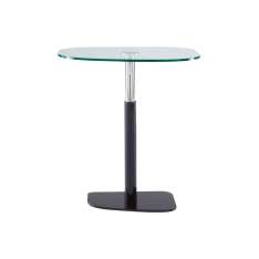 Ligne Roset Piazza | Table Black Lacquered Base Clear Glass Top