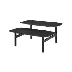 Ligne Roset Pantographe | Low Table Top In Metallic Anthracite Ceramic Stoneware Black Lacquered Base