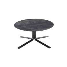 Ligne Roset Moa | Low Table Black Lacquered Base Gloss Black Marble-Effect Ceramic Stoneware Top