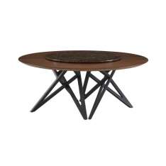 Ligne Roset Ennéa | Dining Table - Lazy Suzan Dark Walnut Top Lazy Suzan Pierre Corsé (Ø 108 Cm)