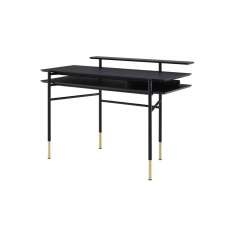 Ligne Roset Clyde | Desk Top In Black Stained Oak Brass-Effect Steel Base