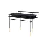 Ligne Roset Clyde | Desk Top In Black Stained Oak Brass-Effect Steel Base