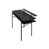 Ligne Roset Clyde | Desk Top In Black Stained Oak Black Lacquered Steel Base