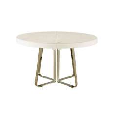 Ligne Roset Ava | Dining Table White Marble-Effect Ceramic Stoneware + White Fenix Extension Black Chromed Base