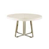 Ligne Roset Ava | Dining Table White Marble-Effect Ceramic Stoneware + White Fenix Extension Black Chromed Base