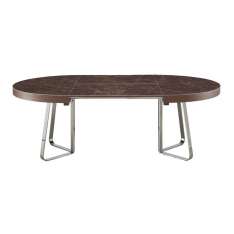Ligne Roset Ava | Dining Table Emperador Ceramic Stoneware Top + Matching Extension Brilliant Chromed Base