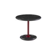 Ligne Roset Astair | Small Pedestal Table Bordeaux Lacquered Steel Base Black Marble Top