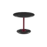 Ligne Roset Astair | Small Pedestal Table Bordeaux Lacquered Steel Base Black Marble Top