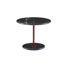Ligne Roset Astair | Pedestal Table Bordeaux Lacquered Steel Base Black Marble Top
