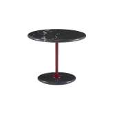 Ligne Roset Astair | Pedestal Table Bordeaux Lacquered Steel Base Black Marble Top